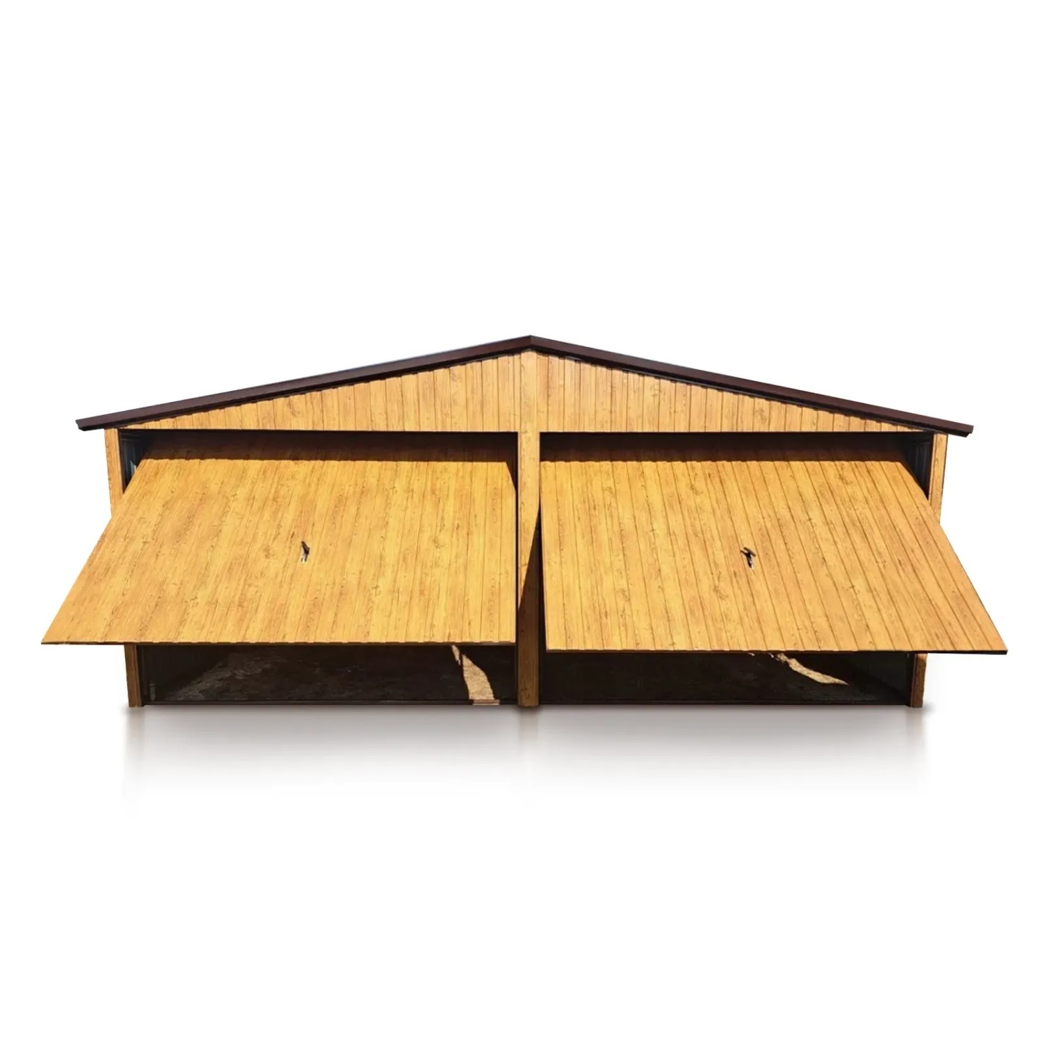 Liderstal Doppelgarage Basic aus Blech 600 x 500 cm Satteldach Schwingtor Holzoptik