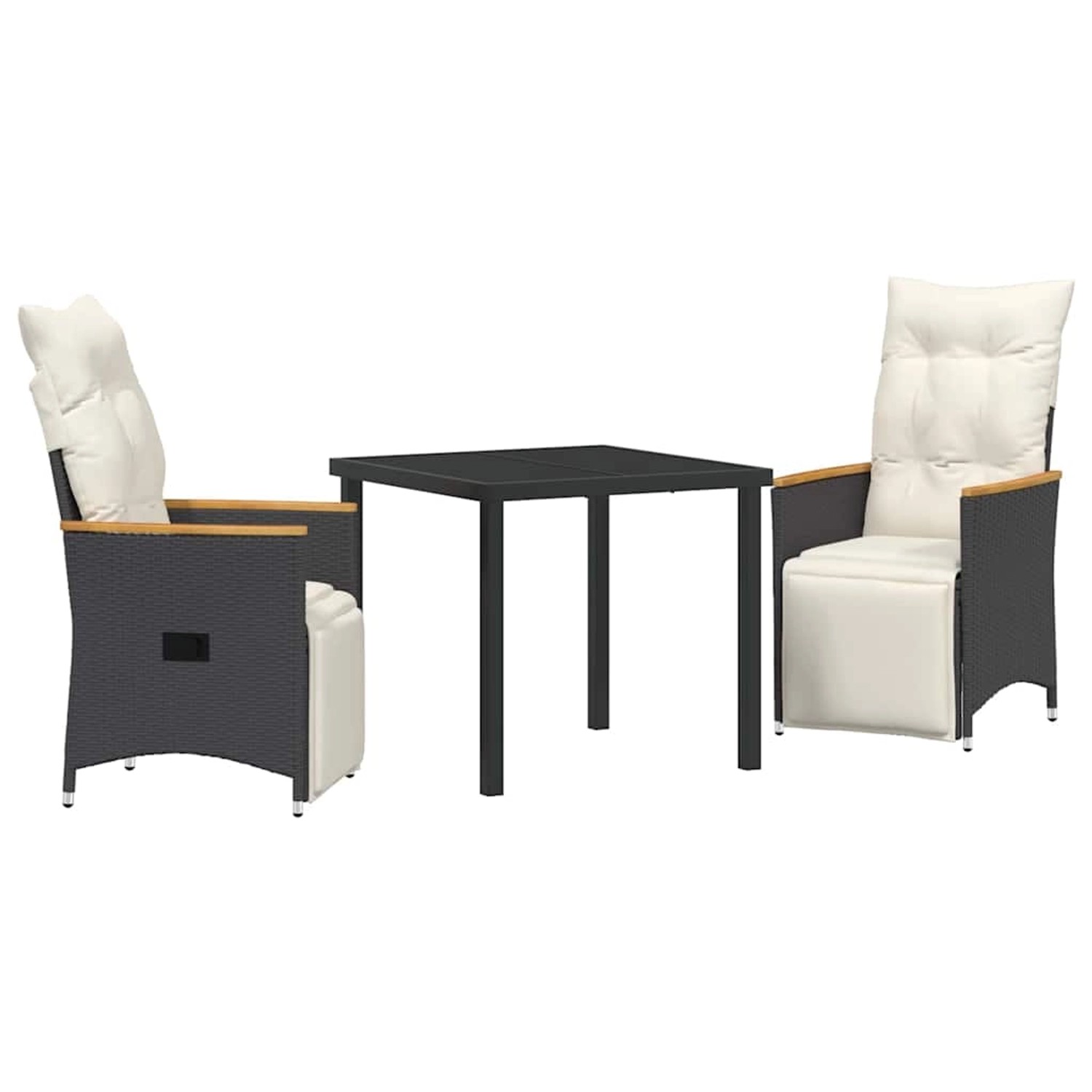 vidaXL Garten Essgruppe mit Kissen 3-Tlg Schwarz Poly Rattan 3379611 günstig online kaufen