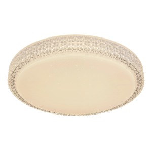 Weiße Globo LED-Deckenleuchte Ovi, Ø 40 cm, mit Acryl Opal Sparkle und Kunststoffkristallen.