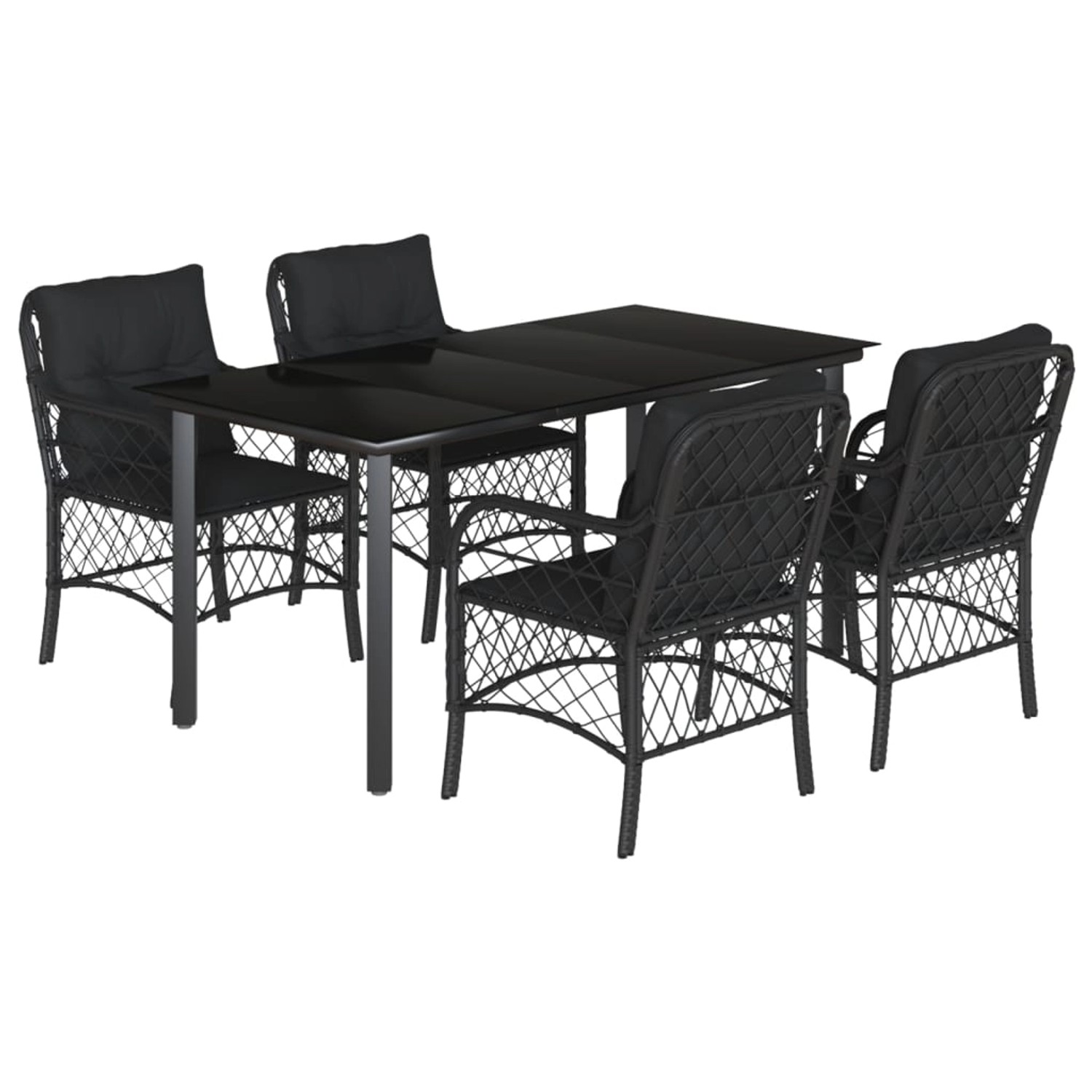 vidaXL 5-Tlg Garten-Essgruppe mit Kissen Schwarz Poly Rattan 3212106 günstig online kaufen