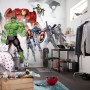 Komar Vliesfototapete Avengers Unite im Kinderzimmer, mit Hulk, Iron Man und Captain America.