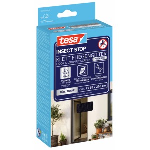 tesa® Insect Stop Klett Fliegengitter Premium für Türen, anthrazit, Verpackung.