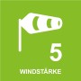 Symbol Windstärke 5 für Markisen: Sicherer Sonnenschutz bei mäßigem Wind.