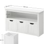 Weißer Vasagle Spielzeugschrank (102x30x60cm) mit Rollen und Fächern für Kinderzimmer.