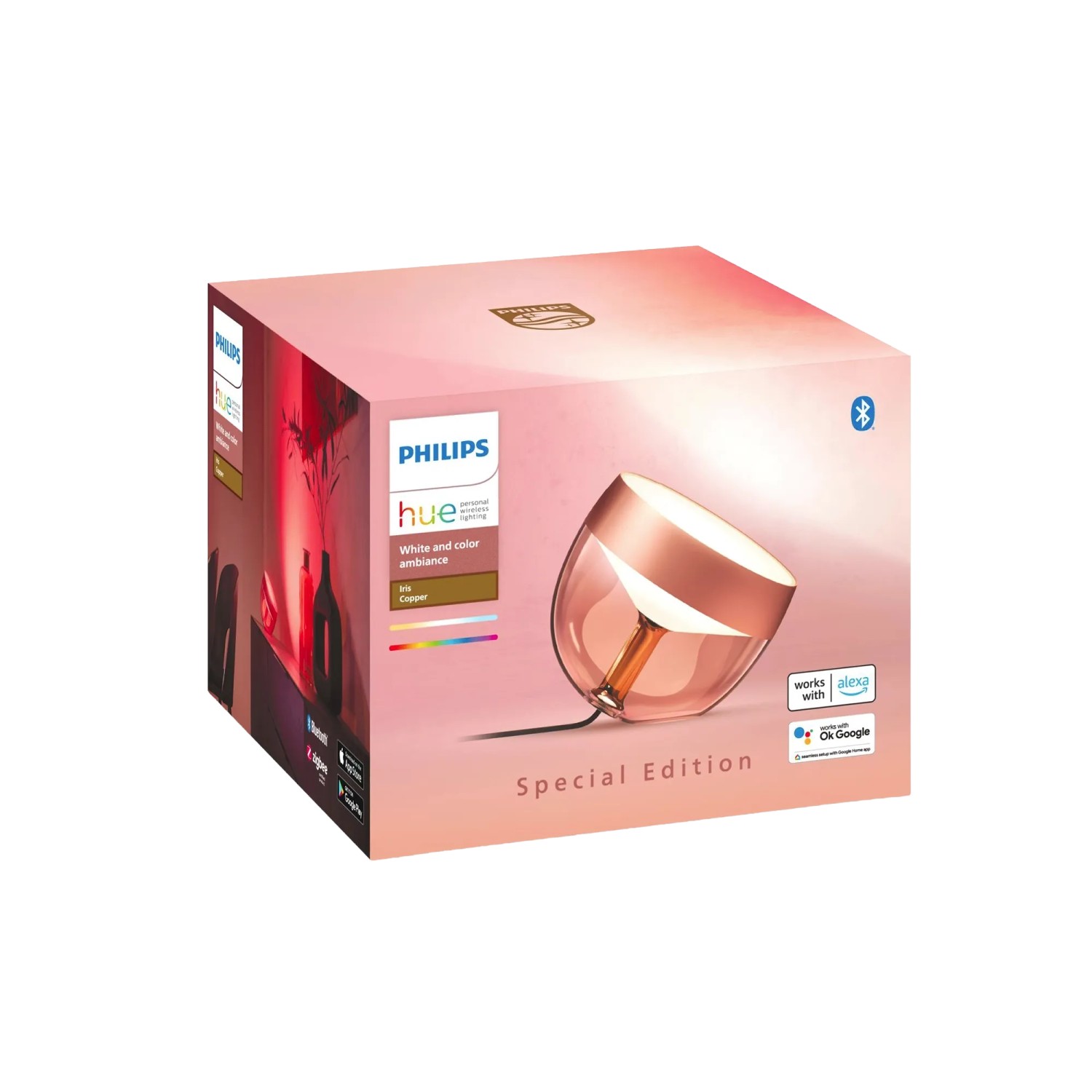 Philips Hue Smart-LED-Tischleuchte Iris White & Color Ambiance Kupfer