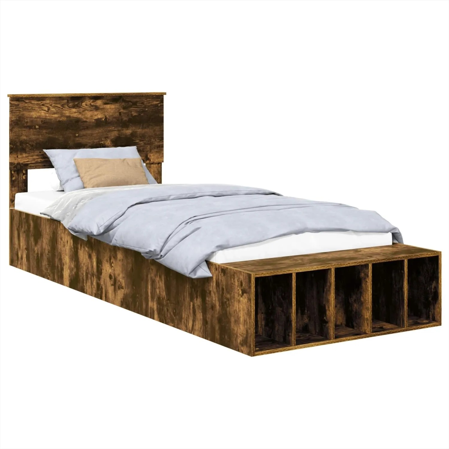 vidaXL Bettrahmen Geräucherte Eiche 75 x 190 cm Holzwerkstoff 3408421