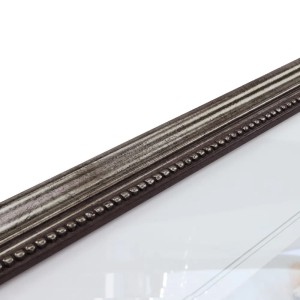 Detailansicht: Antiker Bilderrahmen H450 in Metall-Optik, 10x15 cm, aus Massivholz.