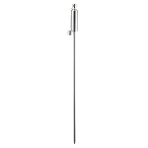 Zylinderförmige Edelstahl-Gartenfackel, 115cm hoch, für stimmungsvolle Gartendekoration.