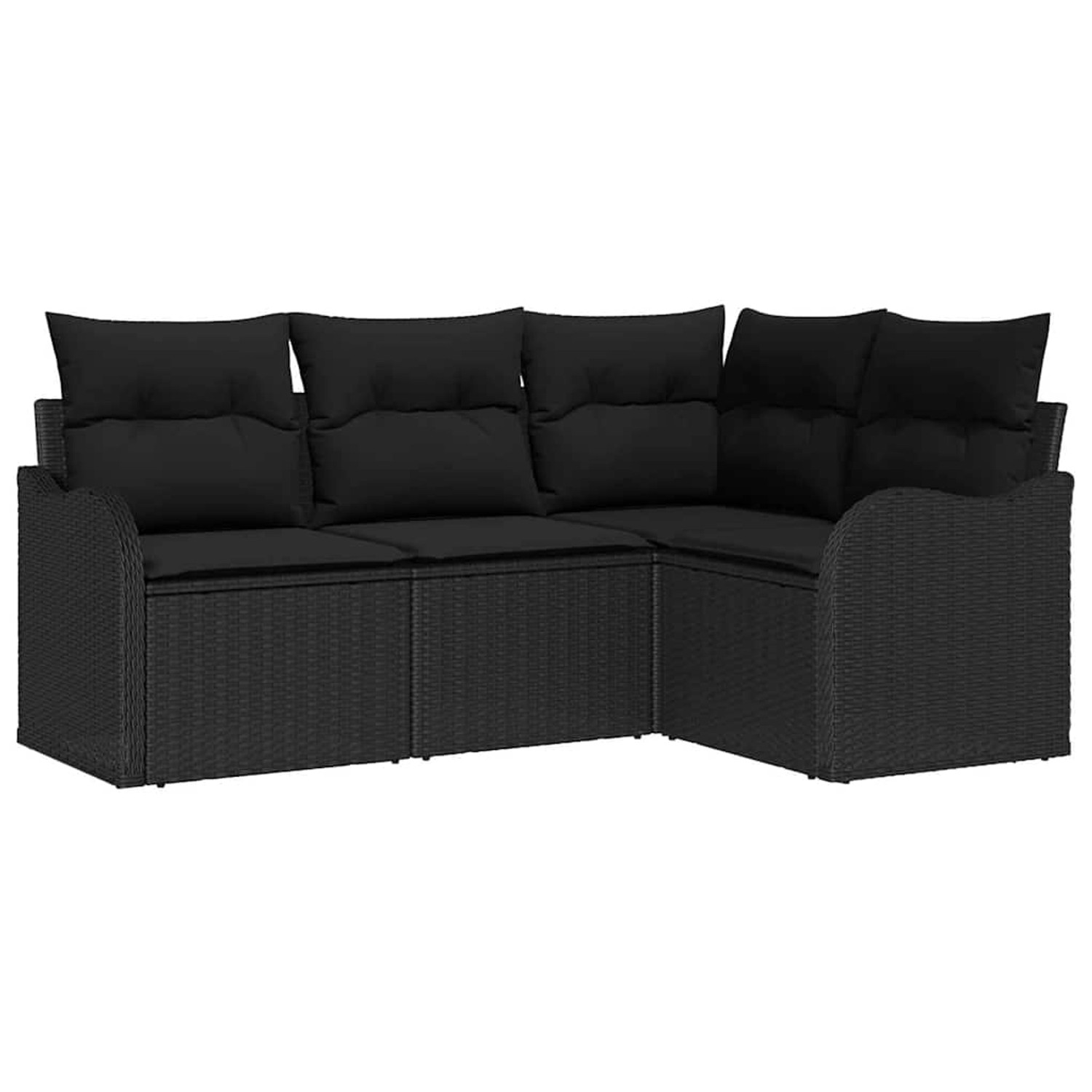 vidaXL Garten-Sofa-Set mit Kissen 4-Tlg Schwarz Poly Rattan 3345683 günstig online kaufen