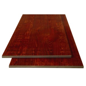Rote 3-Schicht-Schaltafel mit E-Profil-Kantenschutz, 200x50 cm, für Bau und Schalung. Robuste Hobelware.