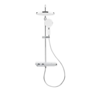 Swiss Aqua Technologies Duschsystem mit Thermostat Regendusche Rain Kopfbrause 25,4CM  Weiß Chrom