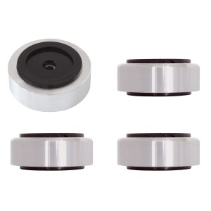Dynavox Gerätefüße, 4 Stück, Aluminium, silberfarben, zur Entkopplung von HiFi-Geräten.
