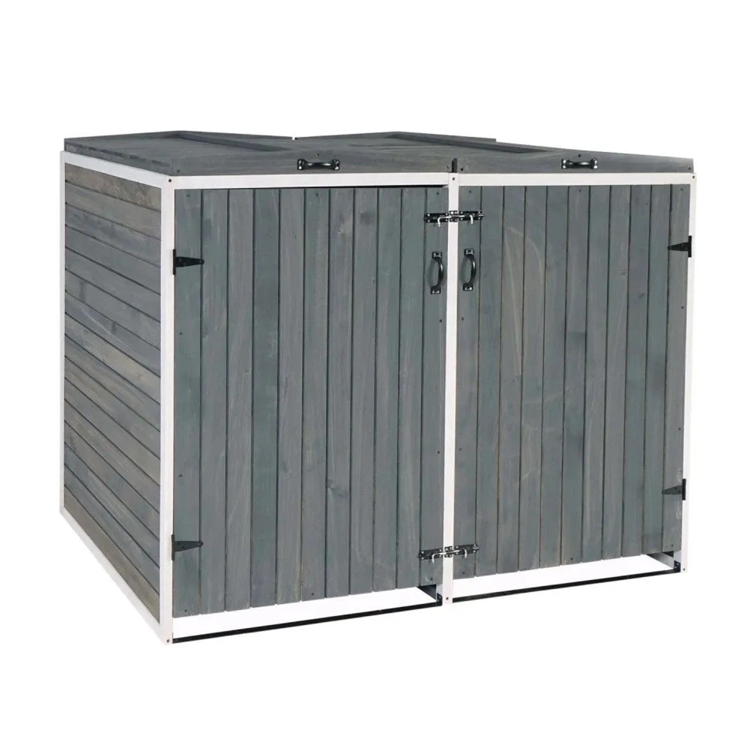 MCW 2er-/4er-Mülltonnenverkleidung H74 Grau-Weiß 126x158x98cm