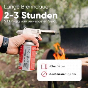 Evocamp Gaskartusche 8x 120g Butangas Kartusche für Campingkocher und Gasbrenner mit Selbstdichtendem Bajonettventil