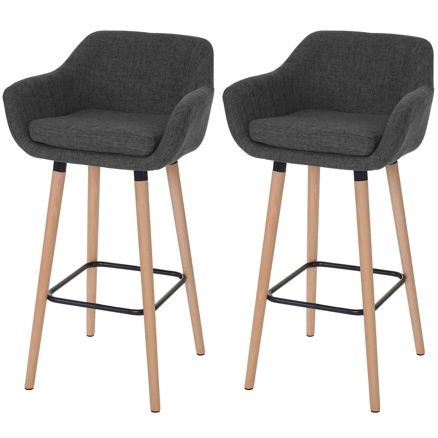 PROREGAL 2er-Set Barhocker Oslo Mit Lehne Sitzhöhe 79cm Textil Dunkelgrau B günstig online kaufen