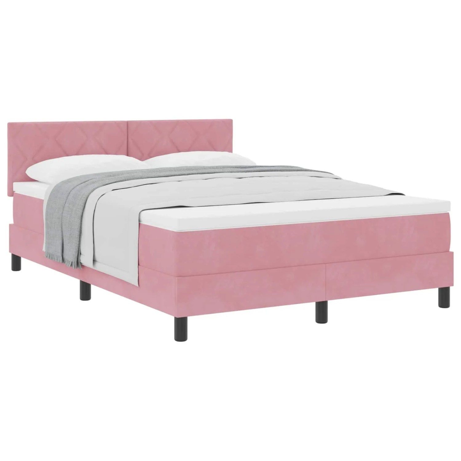 Thumbnail - vidaXL Boxspringbett mit Matratze mit Kopfteil Rosa 160 x 200 cm Samt 3339253