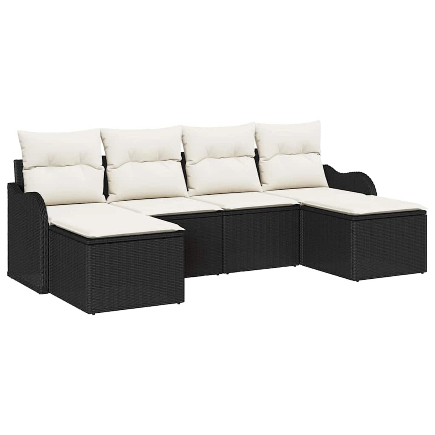 vidaXL Garten-Sofa-Set mit Kissen 6-Tlg Schwarz Weiß Poly Rattan 3354476 günstig online kaufen