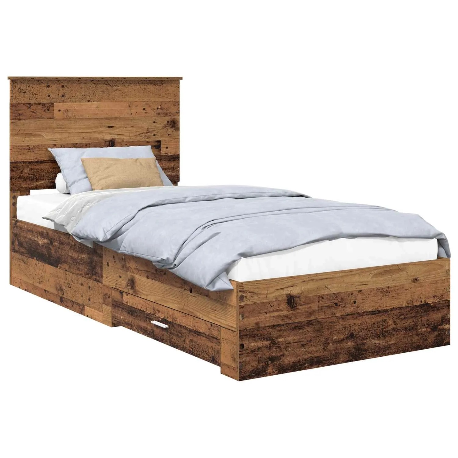 vidaXL Bettrahmen mit Kopfteil Altholz 90 x 200 cm Holzwerkstoff 3409710