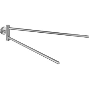 Handtuchstange S40 aus Edelstahl, matt, mit zwei schwenkbaren Armen zur Wandmontage.