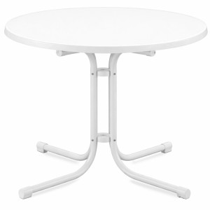 Weißer runder Beautissu Bistrotisch Bistroni, klappbar, Ø80xH70cm, mit stabilem Stahlgestell für Outdoor & Indoor.