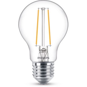 Philips LED-Lampe E27 in Glühlampenform, 1,5W, warmweißes Licht.