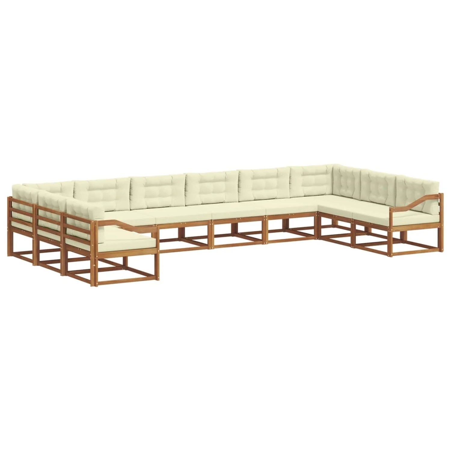 vidaXL Outdoor-Sofagarnitur mit Kissen 10-Tlg Natur und Creme 3368253