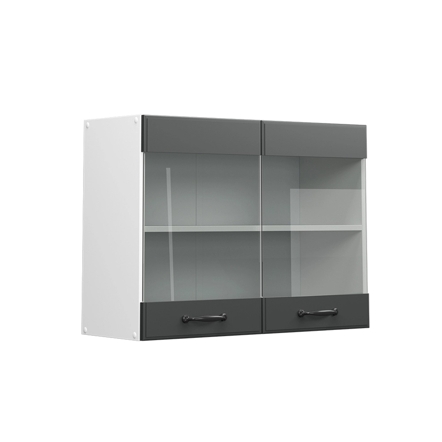 Vicco Küchenglasschrank R-Line Glashängeschrank Anthrazit Landhaus/Weiß 80 cm
