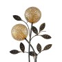 Schwarze Lucande Tischlampe Evory mit goldenen, floralen Lampenschirmen für Wohnzimmer.