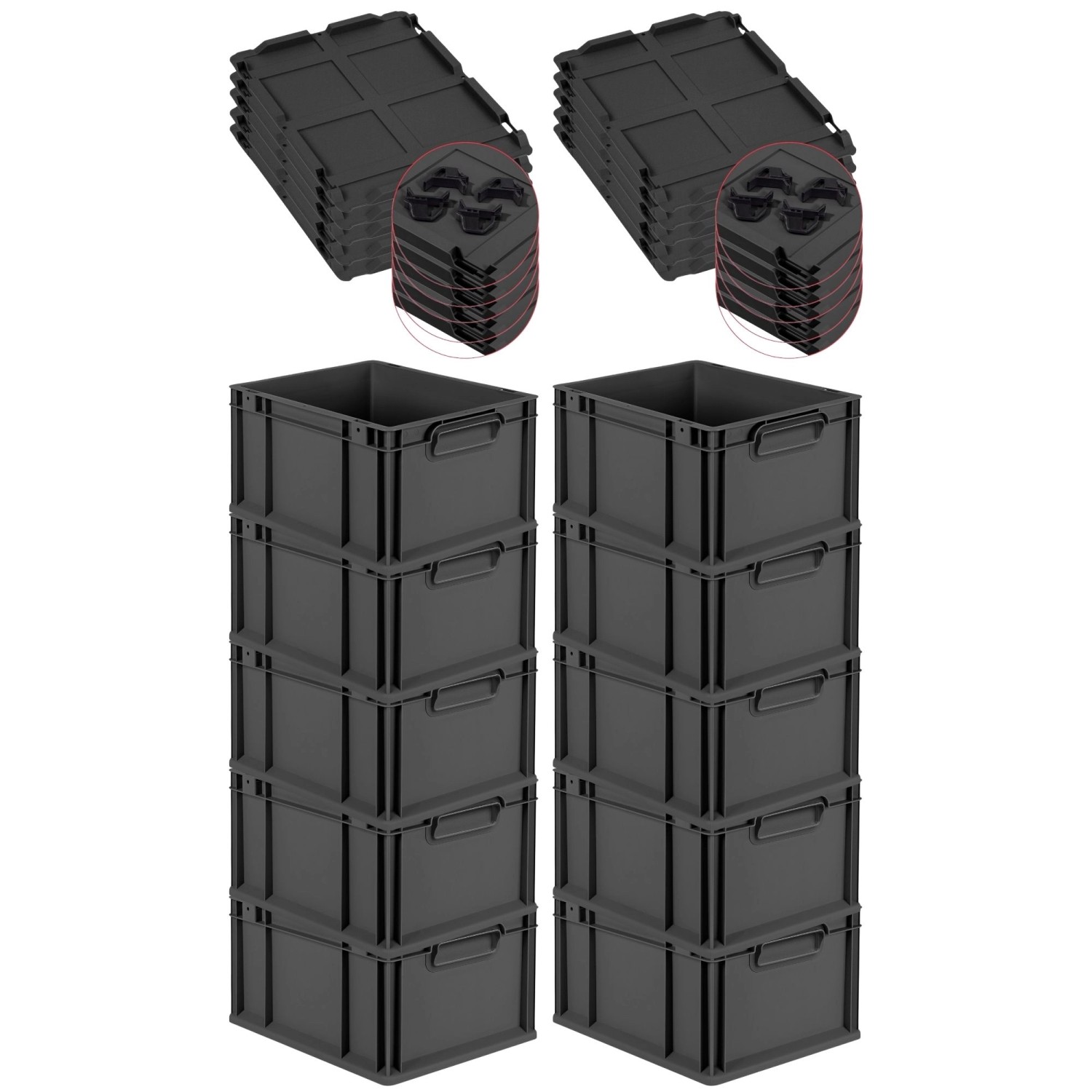 PROREGAL SparSet 10x Eurobox Nextgen Color Mit Auflagedeckel HxBxT 22x30x40 günstig online kaufen
