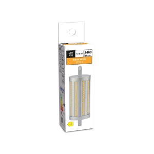 LED R7S Leuchtmittel in Röhrenform, 17,5 W, warmweiß, 2460 Lumen, in Produktverpackung.