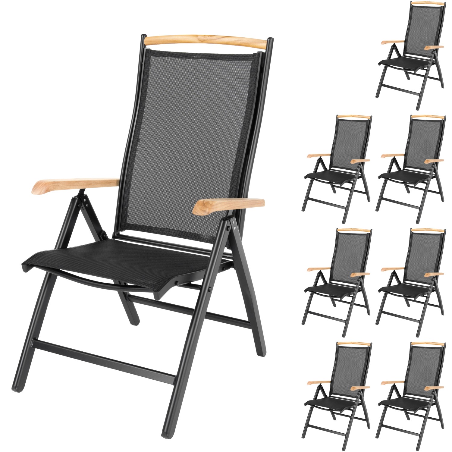 ib style Gartenstuhl 8er Set Diplomat Klappstuhl aus Aluminium und Teakholz günstig online kaufen