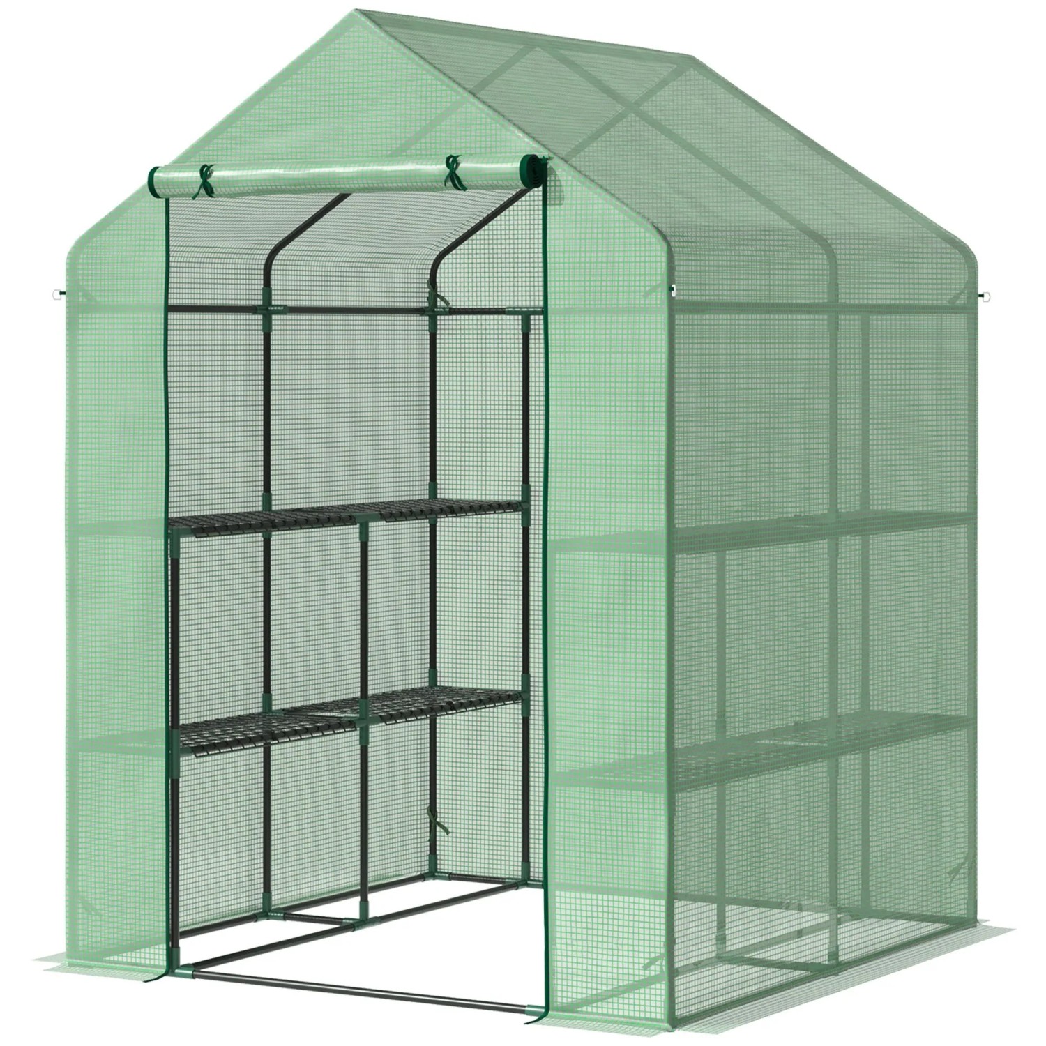 Furnicato Foliengewächshaus Begehbar Mit 8 Regalebenen 143x138x195 Cm Grün