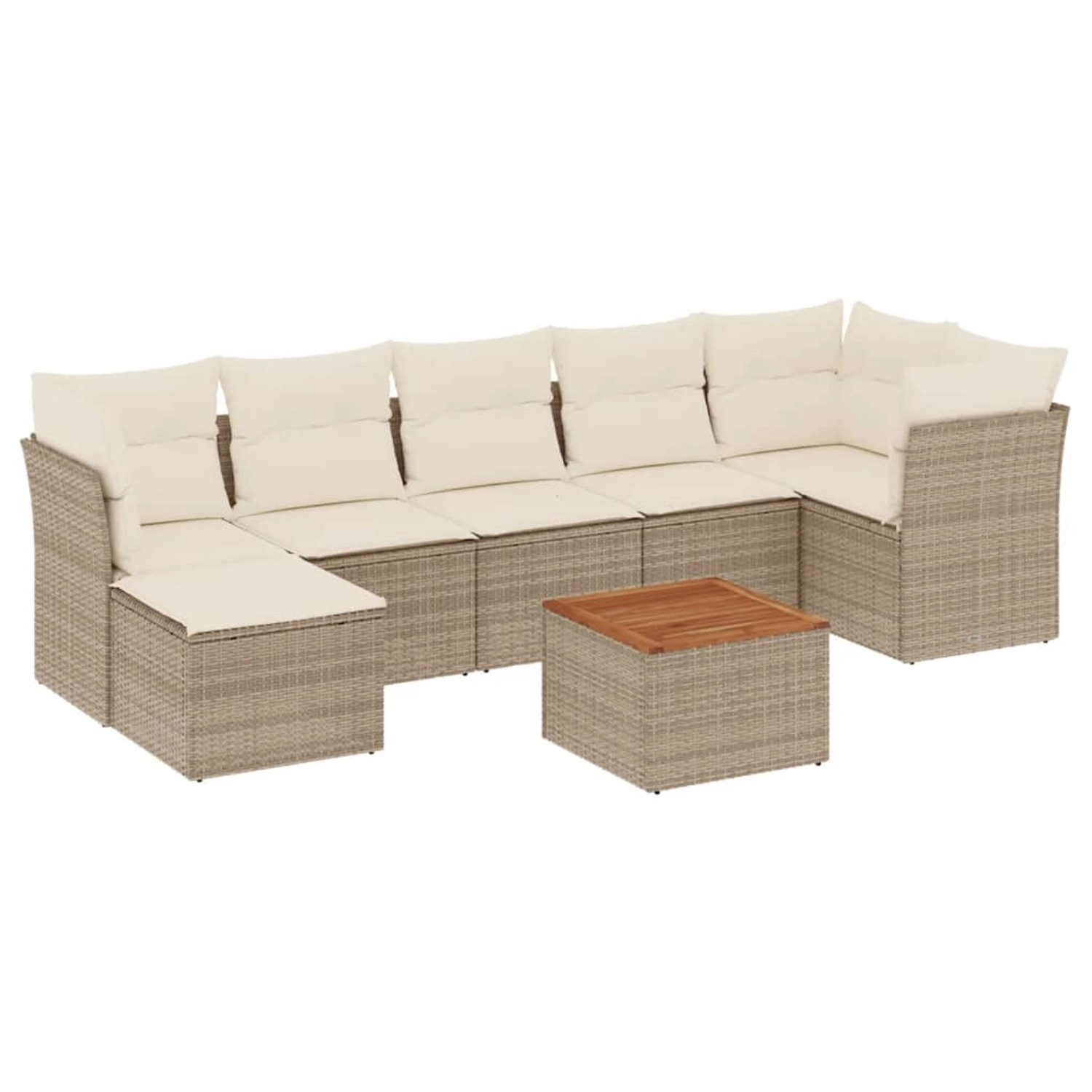 vidaXL 8-Tlg Garten-Sofagarnitur mit Kissen Beige Poly Rattan 3223755 günstig online kaufen