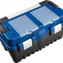 LUX Werkzeugkoffer KWK-26 aus Kunststoff mit Sortierkasten, blau und schwarz.