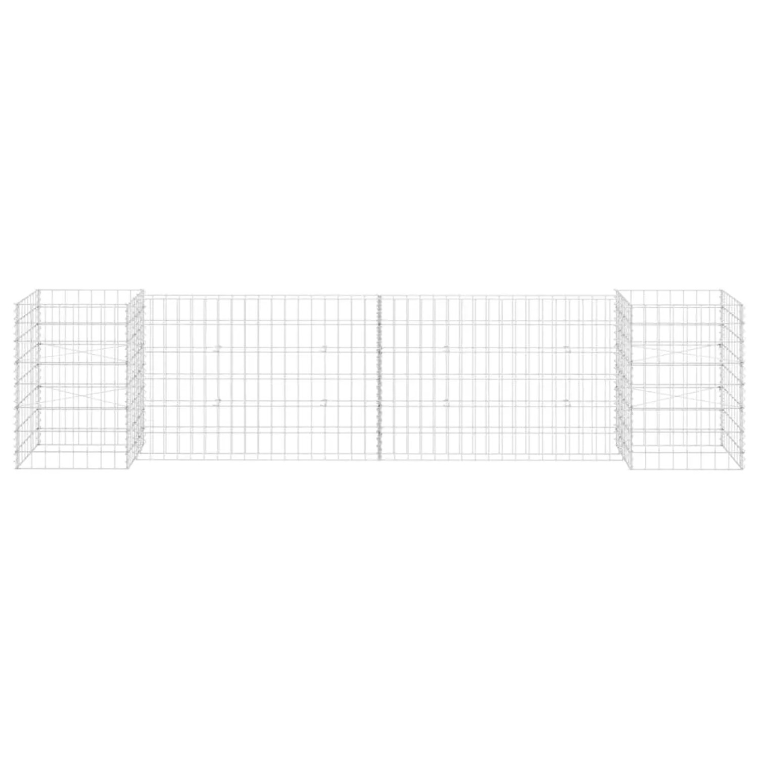 H-förmiger Gabionen-Pflanzkübel aus Stahldraht, 260x40x60 cm, für Hochbeete im Garten.