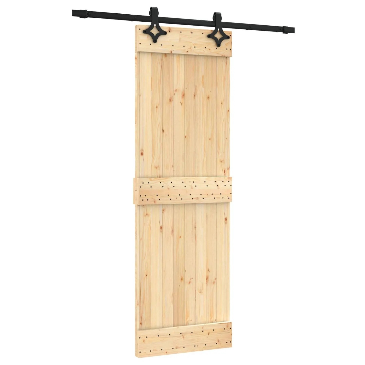 vidaXL Schiebetür Natur und Schwarz 70 x 210 cm Massivkiefer 3445046