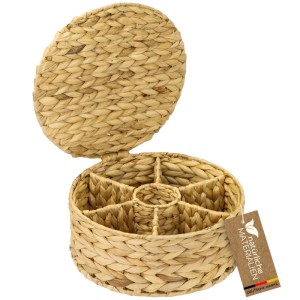 HMF 37291-27CM Teebox Teebeutel Geflochten Wasserhyazinthe Tee Aufbewahrungsbox 7 Großen Fächern 27 x 27 x 11 cm