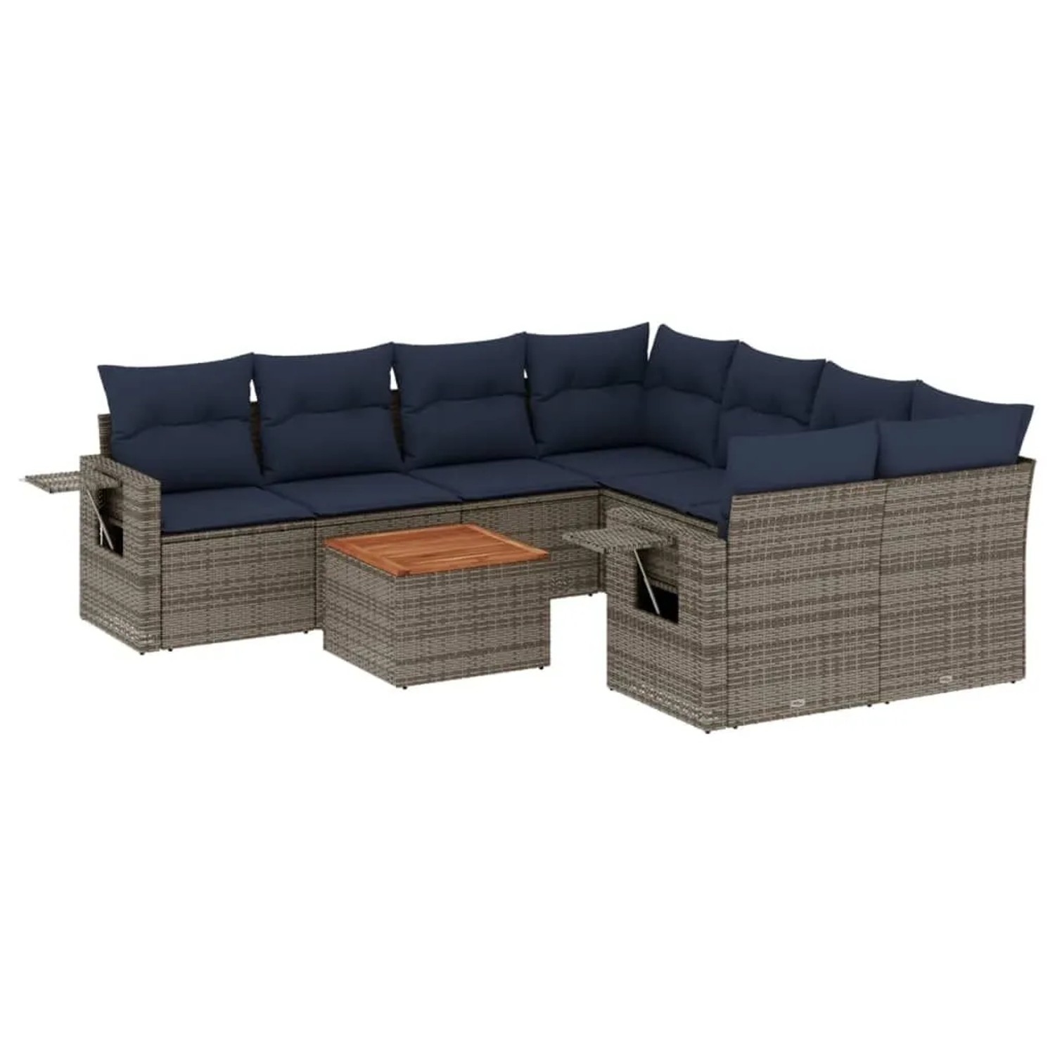 vidaXL 9-Tlg Gartensofa-Set mit Kissen Grau Polyrattan 3224493 günstig online kaufen