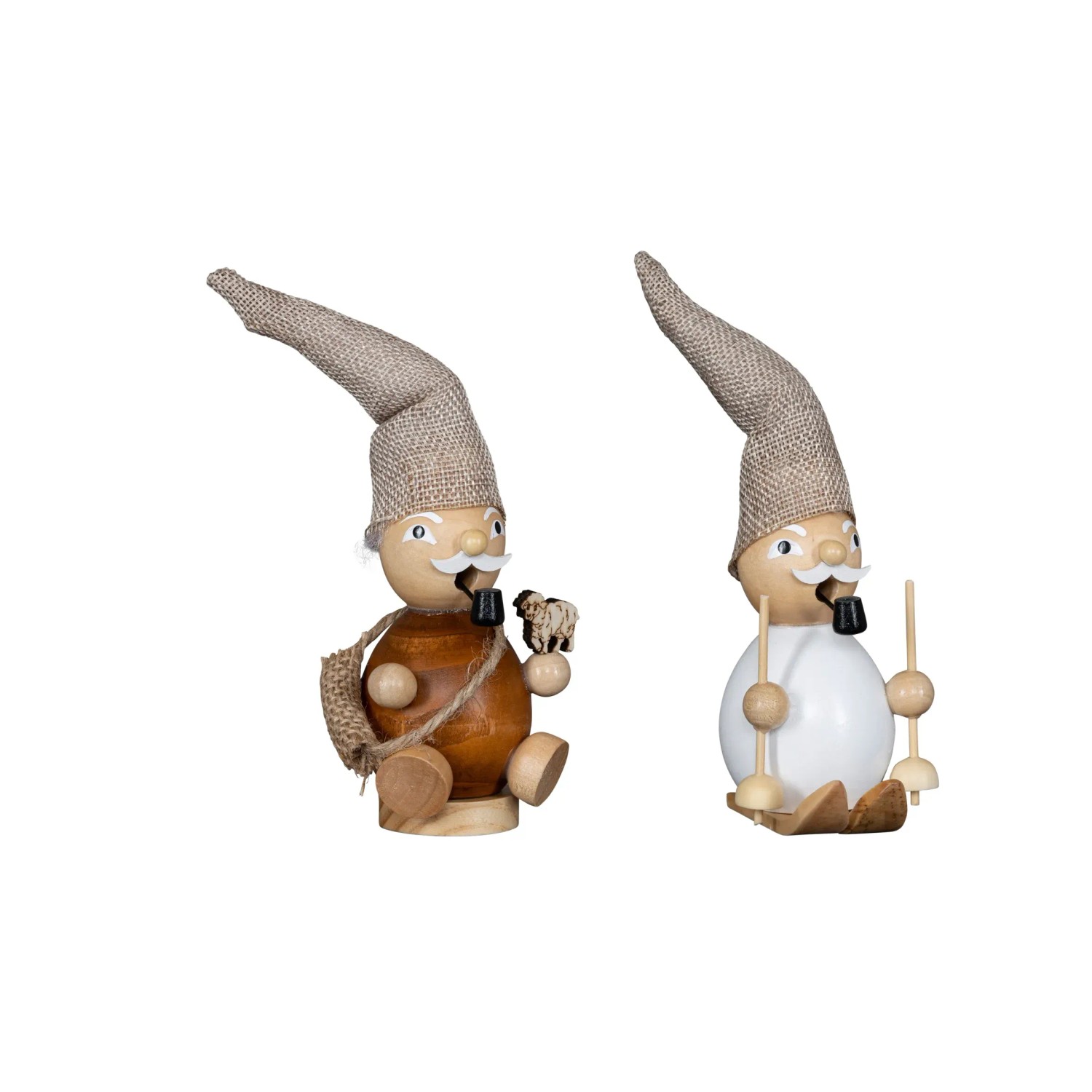 HGD Räucher-Wichtel mit Naturbelassener Mütze 6,5 cm x 5,5 cm x 18 cm
