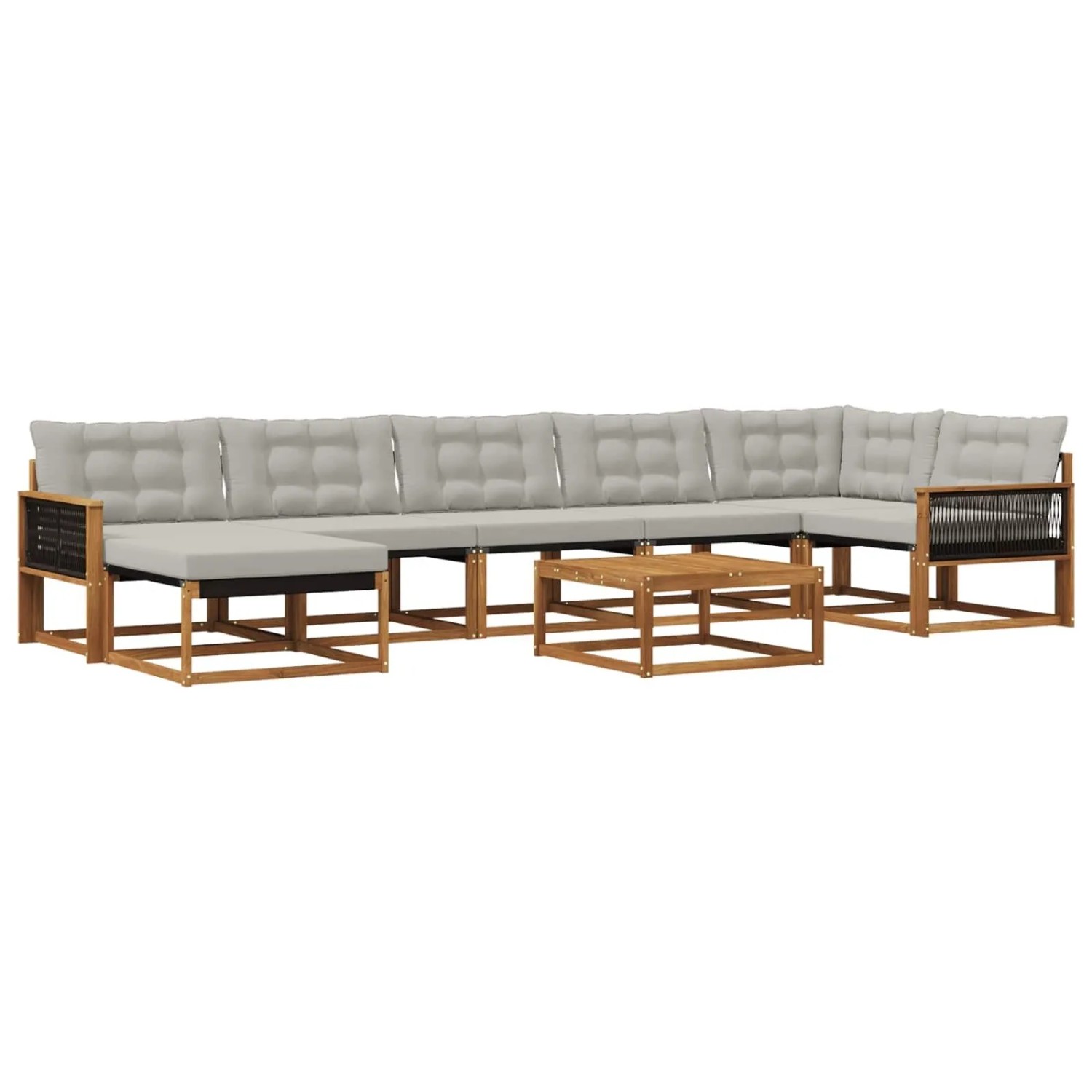 vidaXL Outdoor-Sofagarnitur mit Kissen 8 Stk Natur und Hellgrau 3381583