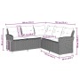 L-förmiges Couchsofa aus Rattan, beige, mit Kissen. Gartenmöbel für Terrasse und Garten.
