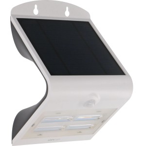 Weiße LED Solar-Außenleuchte mit Sensor, 400 Lumen, 3000 K. Ideal als Flutlicht.