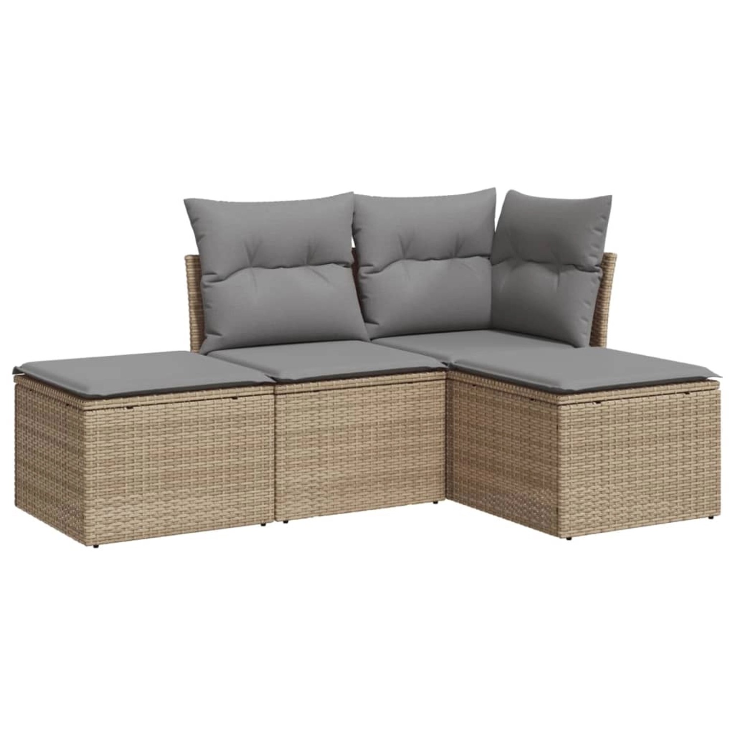 vidaXL 4-tlg Garten-Sofagarnitur mit Kissen Beige Poly Rattan Modell 37 günstig online kaufen