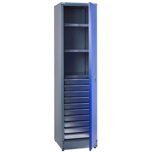 Küpper Materialschrank mit 10 Schubladen und Tür, Werkzeugschrank für Werkstatt.