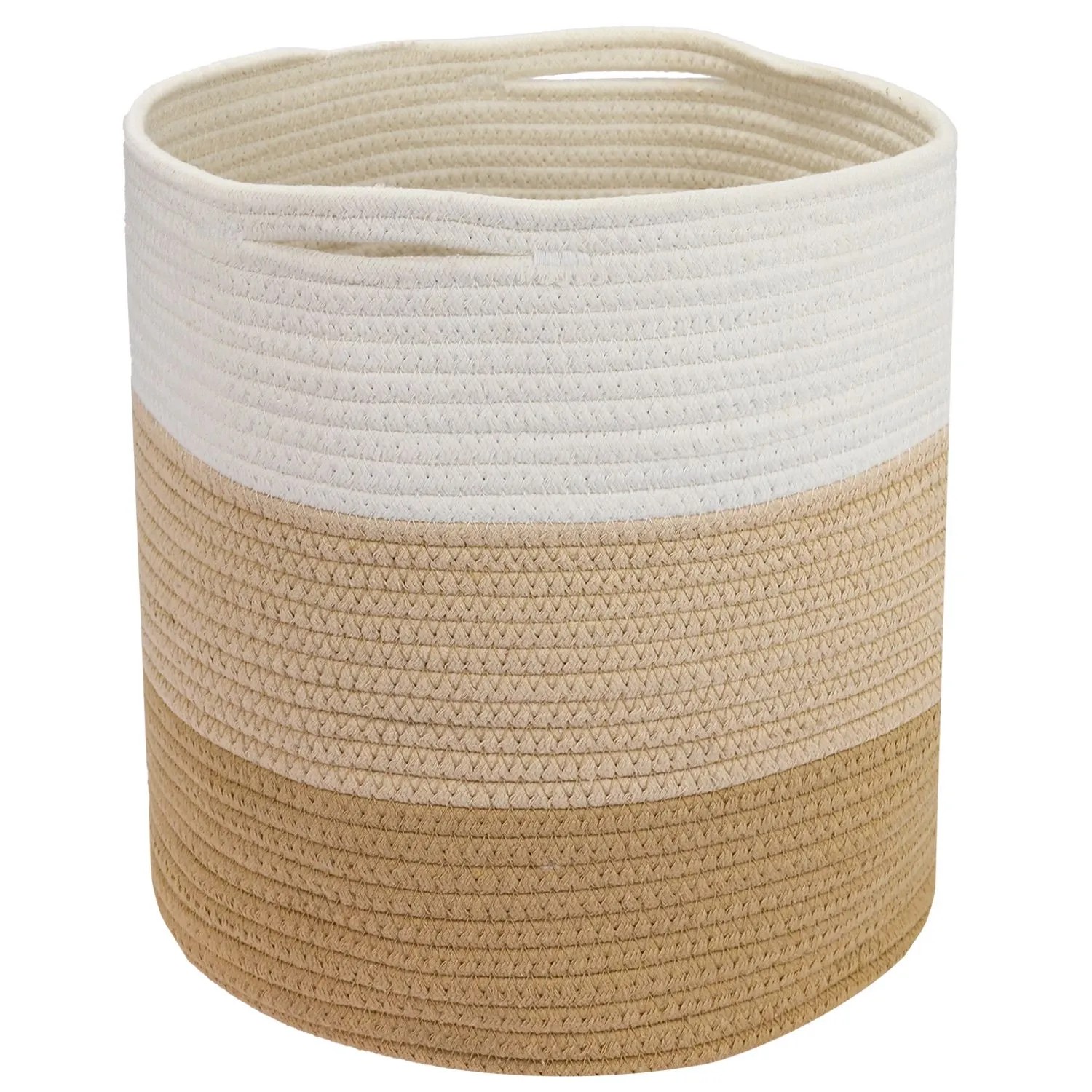 HMF 39015-31CM-80 Aufbewahrungskorb Versteckten Griffen Runder Korb Kallax 31 x 31 cm Weiß-Braun