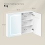 Weißer EUGAD Spiegelschrank mit LED-Beleuchtung, Steckdosen und verstellbaren Ablagen. Perfekt fürs Bad.