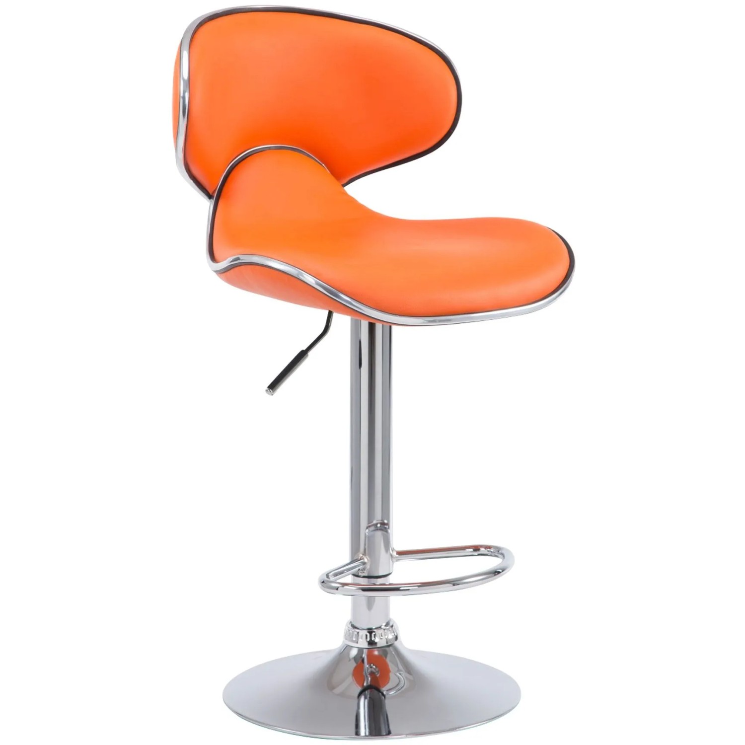 DELUKE Barhocker FAMIR Kunstleder Orange 46x49x88cm Silber Barstuhl Mit Lehne Tresenhocker Tresenstuhl