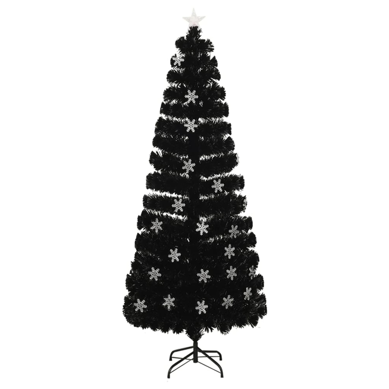 vidaXL Weihnachtsbaum mit LED-Schneeflocken Schwarz 240 cm Fiberoptik