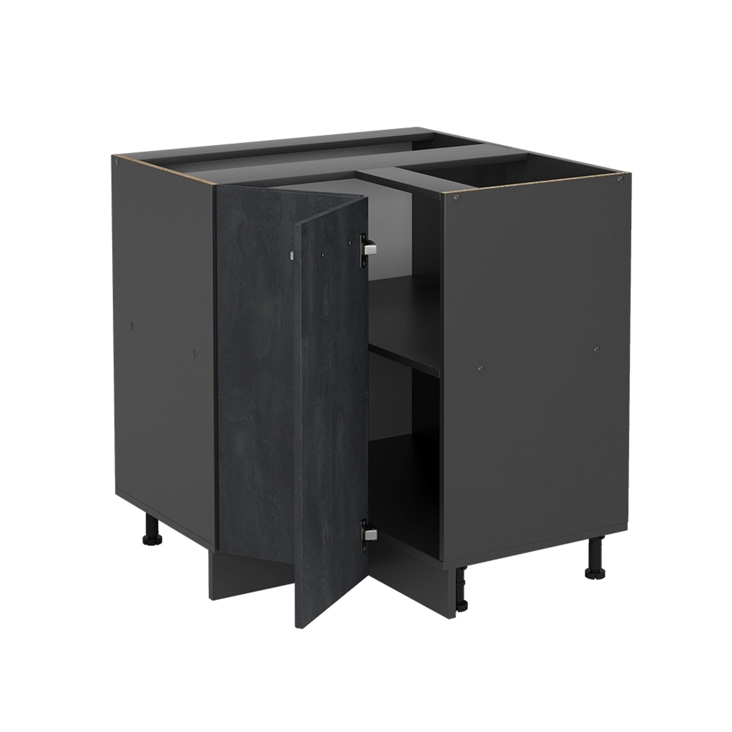 Vicco Eckunterschrank R-Line Schwarz Beton/Anthrazit 76 cm AP Eiche