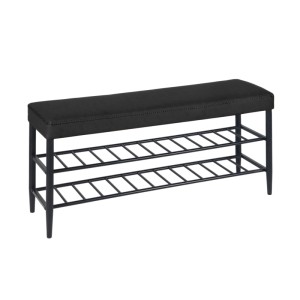 Relaxdays Schuhbank Eisen Schwarz 2 Ablagen 50 cm x 100 cm x 30 cm 7 kg